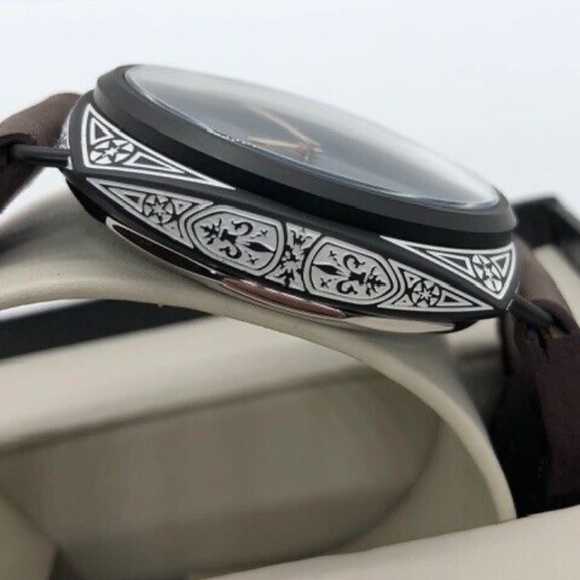 Vintage Military Custom Carved 47mm Blue Dial Mechanical Sterile Watch Brand New - Picture 6 of 9